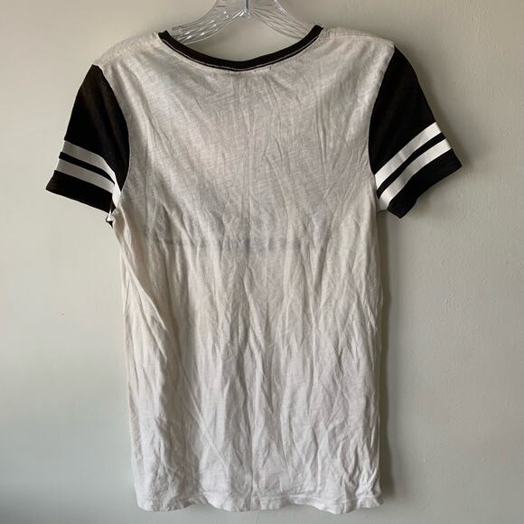 Victoria’s Secret Pink Raglan Baseball Tee Black and Cream Size XS - Picture 2 of 4